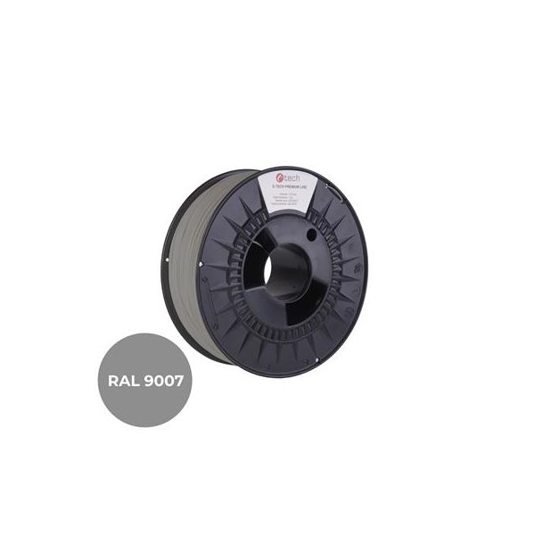Tlačová struna (filament) C-TECH PREMIUM LINE, PLA, šedý hliník, RAL9007, 1,75 mm, 1kg 3DF-P-PLA1.75-9007