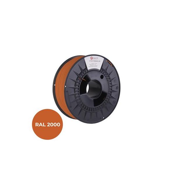 Tlačová struna (filament) C-TECH PREMIUM LINE, PLA, žltooranžová, RAL2000, 1,75mm, 1kg 3DF-P-PLA1.75-2000