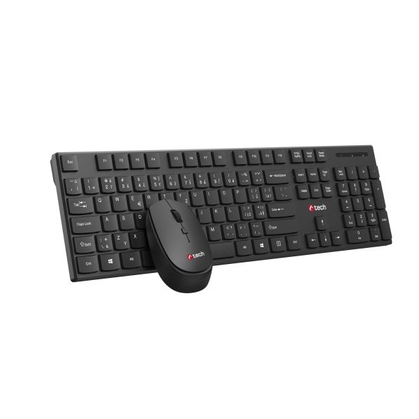 Klávesnica C-TECH WLKMC-03, bezdrôtový combo set s myšou, čierny, USB, CZ/SK WLKMC-03