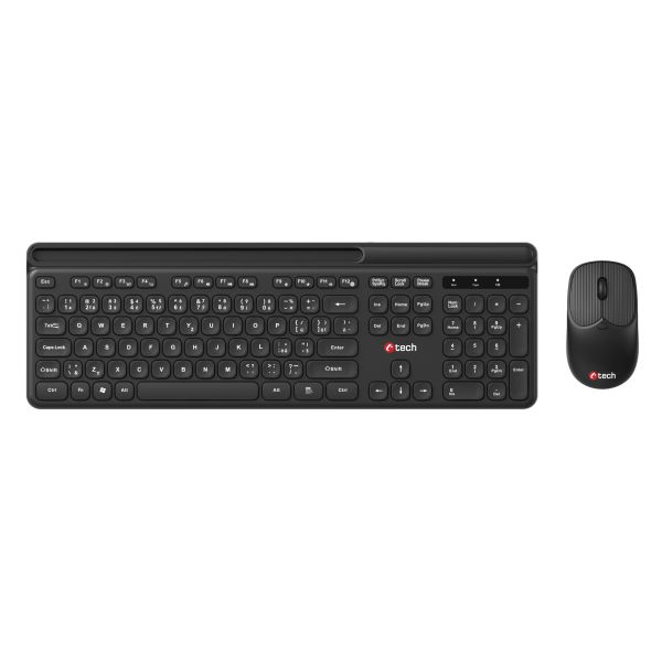 Klávesnica C-TECH Quallis WLKMC-05, bezdrôtový combo set s myšou, čierny, USB, CZ/SK WLKMC-05B