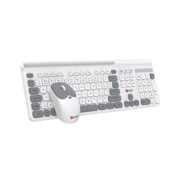 Klávesnica C-TECH Quallis WLKMC-05, bezdrôtový combo set s myšou, biela, USB, CZ/SK WLKMC-05W