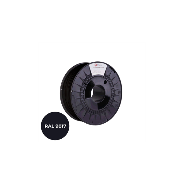 Filament C-TECH PREMIUM LINE, TPU 90A, flexibilný, dopravná čierna, RAL9017, 1,75mm, 1kg 3DF-P-TPU90A-1.75-90