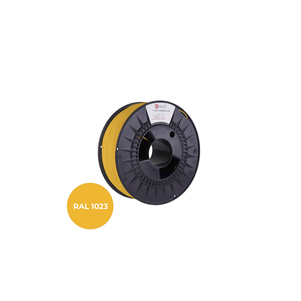 Filament C-TECH PREMIUM LINE, TPU 90A, flexibilný, dopravná žltá, RAL1023, 1,75mm, 1kg 3DF-P-TPU90A-1.75-10