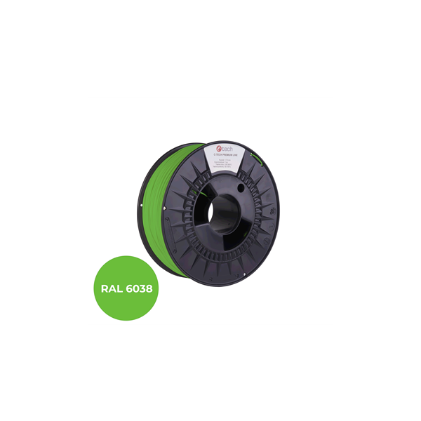 Filament C-TECH PREMIUM LINE, TPU 90A, flexibilná, luminiscenčná zelená, RAL6038, 1,75 mm, 1kg 3DF-P-TPU90A-1.75-60