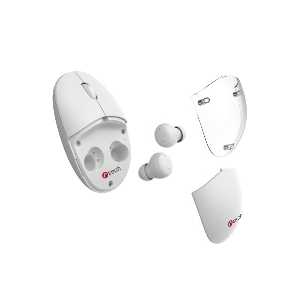 Myš s TWS sluchátkami C-TECH WLM-21 Dual mode, WLM-21W