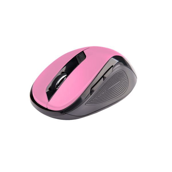 Myš C-TECH WLM-02P, černo-ružová, bezdrôtová, 1600DPI, 6 tlačidiel, USB nano receiver WLM-02P