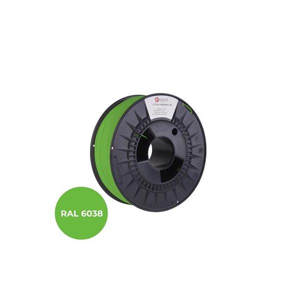 Tlačová struna (filament) C-TECH PREMIUM LINE, PETG, luminiscenčná zelená, RAL6038, 1,75mm, 1kg 3DF-P-PETG1.75-6038