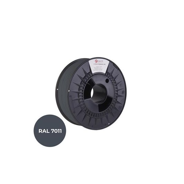 Tlačová struna (filament) C-TECH PREMIUM LINE, PETG, ocelová šedá, RAL7011, 1,75mm, 1kg 3DF-P-PETG1.75-7011