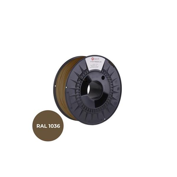 Tlačová struna (filament) C-TECH PREMIUM LINE, PETG, perleťová zlatá, RAL1036, 1,75mm, 1kg 3DF-P-PETG1.75-1036