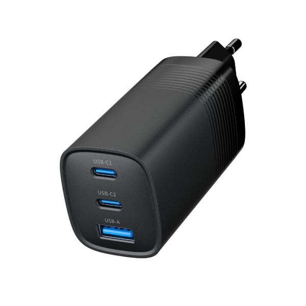 GEMBIRD PD nabíjačka 1xUSB-A 2xUSB-C 67W čierna TA-UC-PDQC65-01-BK