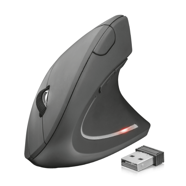 TRUST Verto/Vertikálna/Optická/Pre pravákov/1 600 DPI/Bezdrôtová USB/Čierna 22879