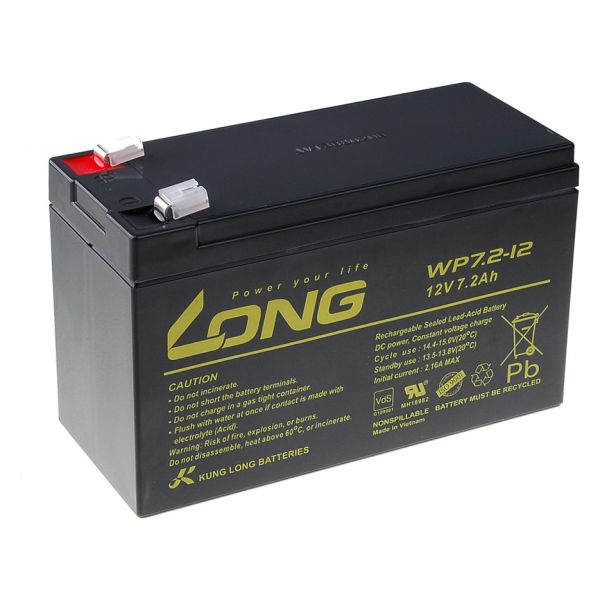 Long 12V 7,2Ah olověný akumulátor F2 PBLO-12V007,2-F2A