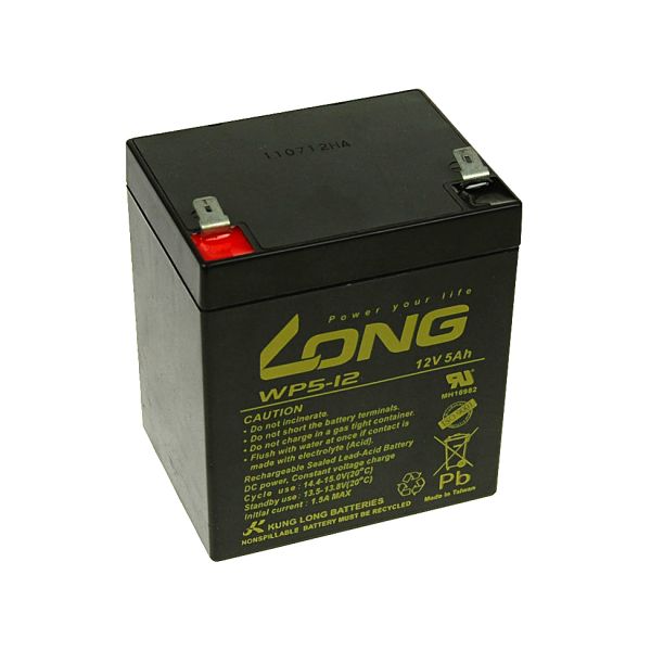 Long 12V 5Ah olověný akumulátor F2 PBLO-12V005-F2A