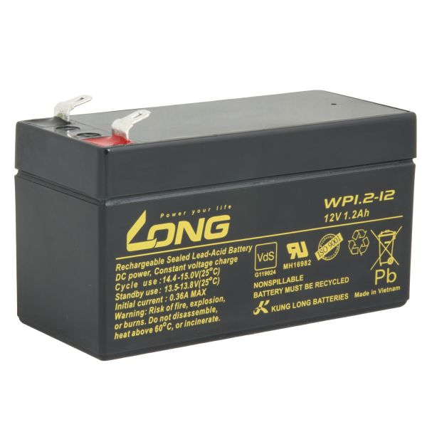 LONG batéria 12V 1,2Ah F1 (WP1.2-12) PBLO-12V001,2-F1A