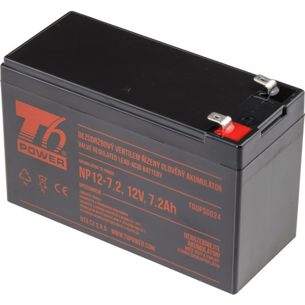 Akumulátor T6 Power NP12-7.2, 12V, 7,2Ah, F2 T6UPS0024