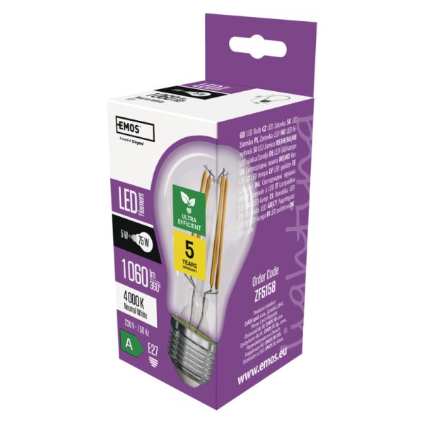 LED žiarovka A60/E27/5W/75W/1060lm/neutrálna biela 1525283412