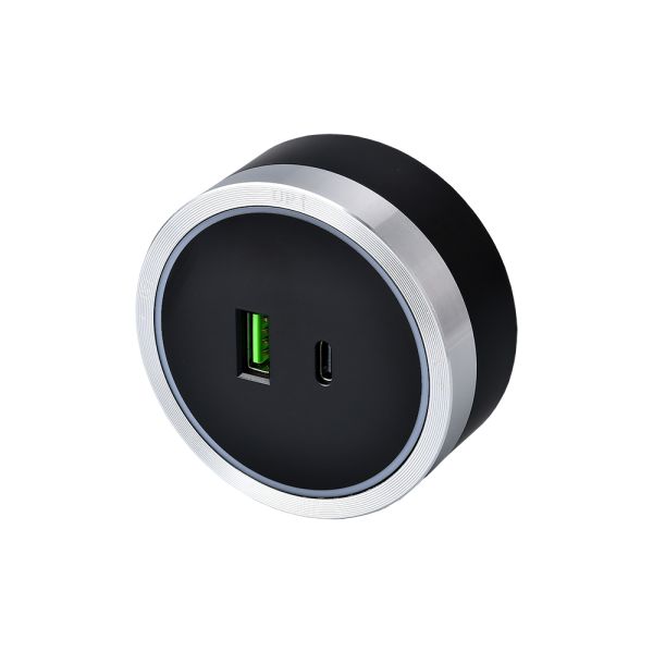 Zásuvkový modul Viking A60SB, strieborno-čierna/výstupy - 1xUSB-A, 1xUSB-C/výkon až 2500W/230V,16A,50Hz VA60SB