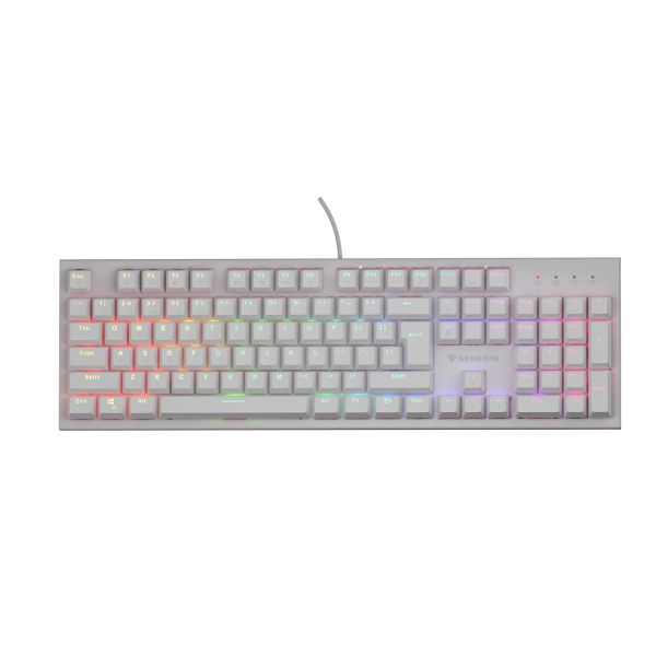 Genesis herná mechanická klávesnica THOR 303/RGB/Oute Peach Silent/Drátová USB/US layout/Biela NKG-1879
