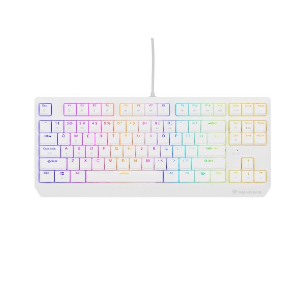 Genesis herná klávesnica THOR 230/TKL/RGB/Outemu Brown/Drátová USB/US layout/Biela NKG-2080