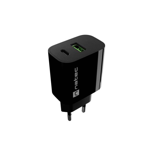 Univerzálna nabíjačka Natec RIBERA 20 W, 1X USB-A + 1X USB-C, čierna NUC-2397