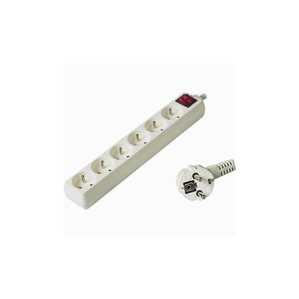 Predlžovací prívod 230V, 10m, 6 zásuviek + vypínač pp6k-10