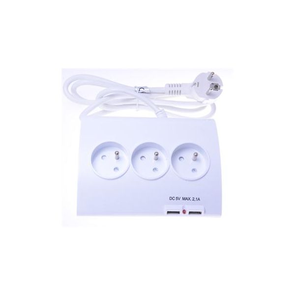 PremiumCord Prodĺžovací prívod 230V 1,5m 5zásuvok + vypínač + 2x USB ppd01
