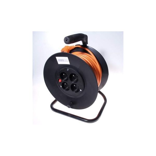 PremiumCord Predlžovací kábel 230V 50m bubon, prierez vodiča 3x1,5mm2, 4x zásuvka ppb-01-50