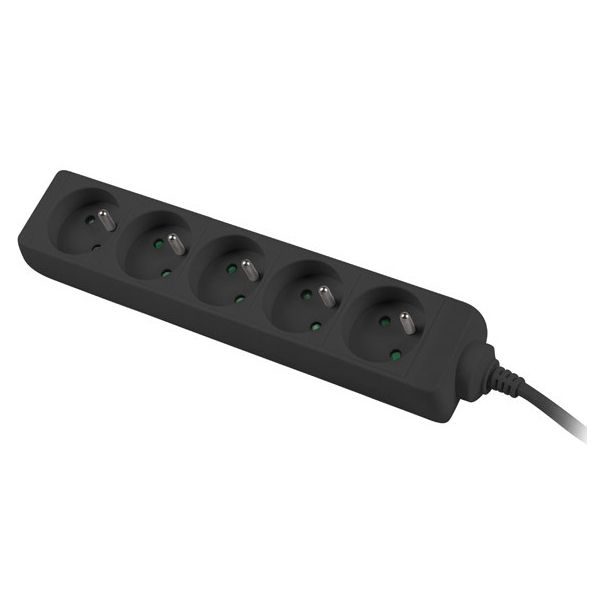 Predlžovací prívod 230V 2m 5 zásuviek, čierny ppa5-02bk