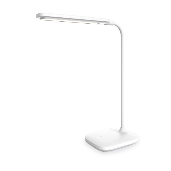 Platinet PDL6728 stolná LED lampa 5W stmievateľná, integrovaná batéria 2400mAh, USB port, biela PLADLL6728BL