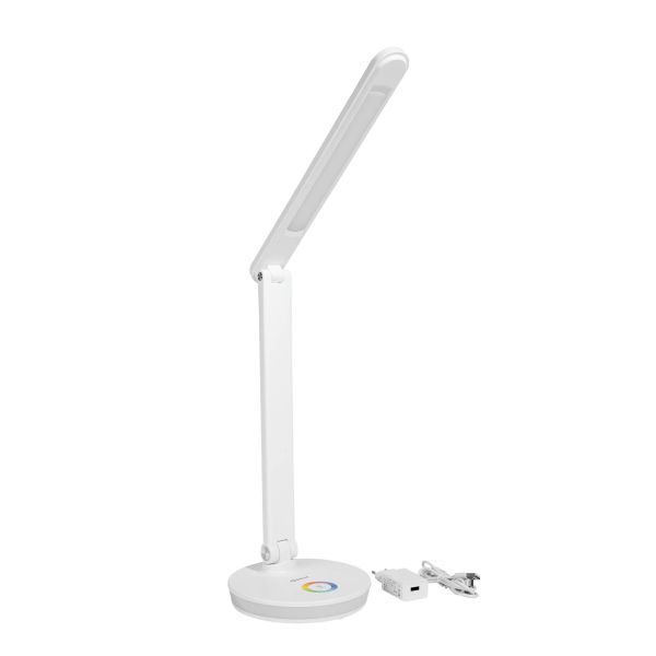 Platinet PDL400RGBW stolná LED lampa 12W stmievateľná, dotykové ovládanie, USB port, biela PLADLL400RGBBL