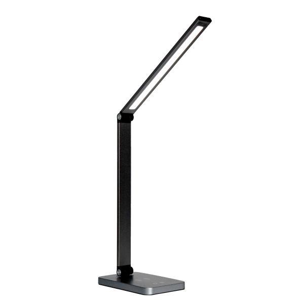 Platinet PDL888B stolná LED lampa 10W stmievateľná, bezdrôtové nabíjanie, USB port, čierna PLADLL888N