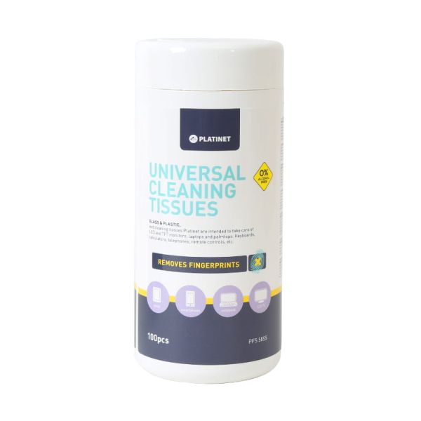 Platinet PFS5855 vlhčené čistiace ubrúsky na sklo a plasty 100 ks PLAPFS5855