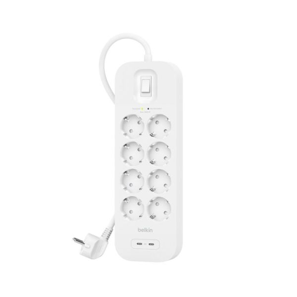 Belkin Surge strip 8 zásuviek, 2x USB-C v2 SRB004vf2M-V2