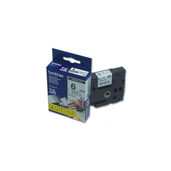 TZE-211, biela / čierna, 6mm TZE211
