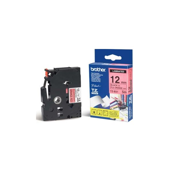 TZE-B31, signálna oranžová / čierna, 12mm TZEB31