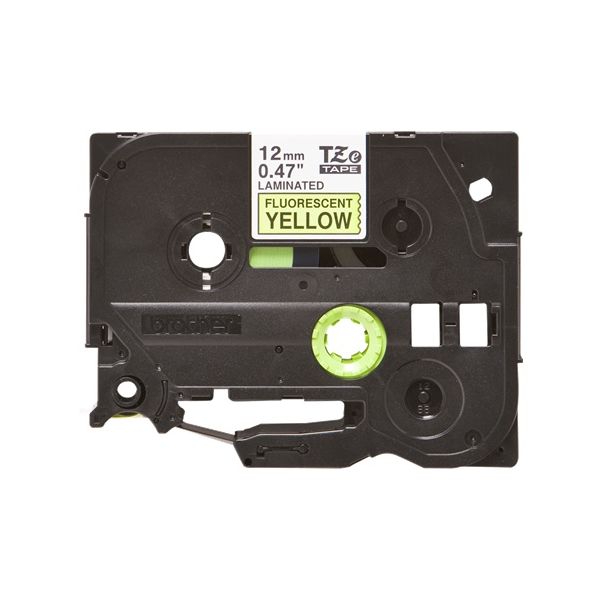 TZE-C31, čierna tlač na fluroscenčné žlté, 12 mm TZEC31