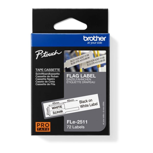 FLe-2511, predrezané štítky - čierna na biele, šírka 21 mm FLE2511