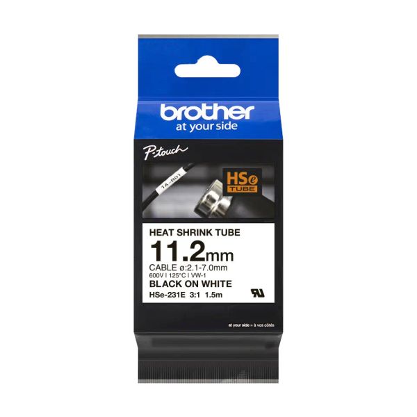 HSE-231E - čierna tlač na biele, šírka 11,2 mm HSE231E