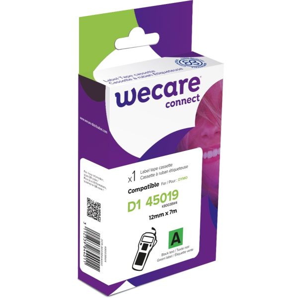 WECARE ARMOR páska kompatibilná s DYMO S0720590,Black/Green,12MM*7M
