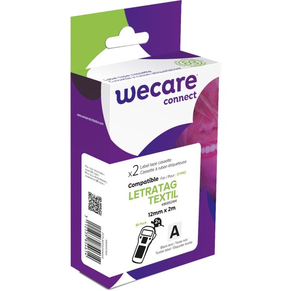 WECARE ARMOR páska 2ks nažehľovacia kompatibilná s DYMO S0718850, Black/White, 12MM*2M K80052W4