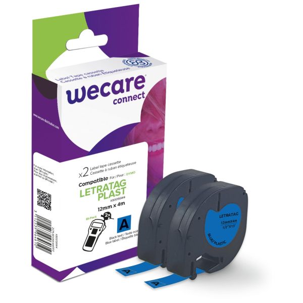 WECARE ARMOR páska 2ks kompatibilná s DYMO S0721650, Black/Blue, 12MM*4M K80056W4