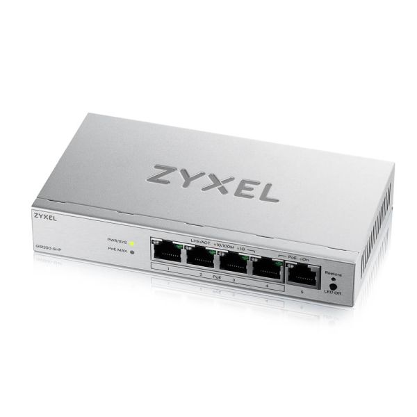 Zyxel GS1200-5HP v3, 5 Port Gigabit PoE+ webmanaged Desktop Switch, 4x PoE, 68 Watt GS1200-5HPV3-EU0101F