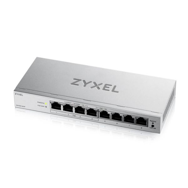 Zyxel GS1200-8HP v3, 8 Port Gigabit PoE+ webmanaged Desktop Switch, 4x PoE, 68 Watt GS1200-8HPV3-EU0101F