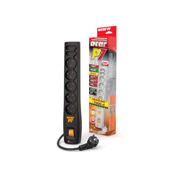 Rozvodný panel ACAR P7/3m 5+2x220V černý+prep.ochr 9601