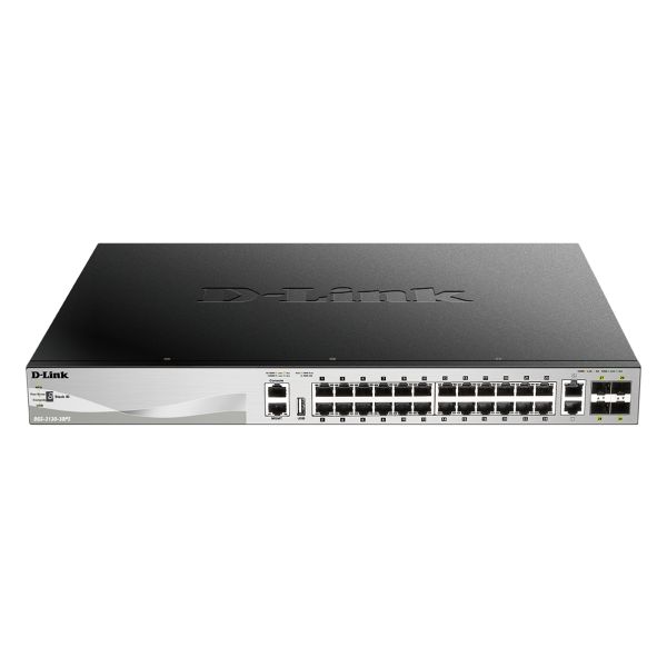 D-Link DGS-3130-30PS L3 Stck. Mng. PoE switch 24x GbE PoE+, 2x 10G RJ-45, 4x 10G SFP+, PoE 370W DGS-3130-30PS/E