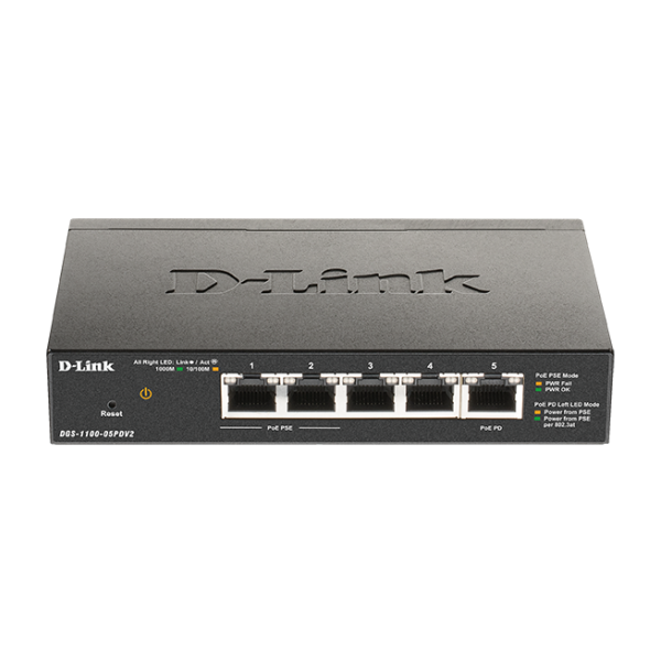 D-Link DGS-1100-05PDV2 5-port Gigabit PoE Smart Managed Switch with 1 PD port DGS-1100-05PDV2