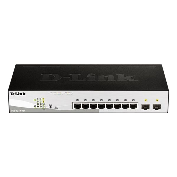 D-Link DGS-1210-08P Smart PoE switch, 8x GbE PoE+, 2x SFP, PoE 65W, fanless DGS-1210-08P/E