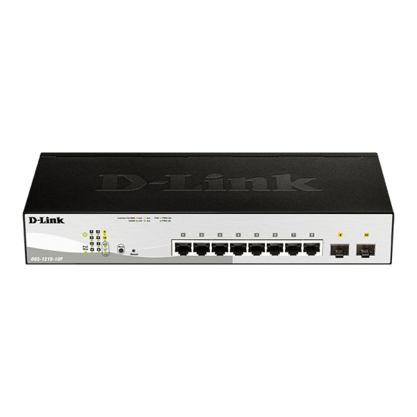D-Link DGS-1210-10P, 10-port 10/100/1000 Gigabit PoE Smart Switch 2x SFP 65W DGS-1210-10P/E