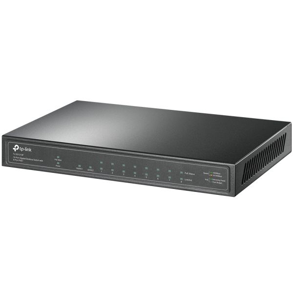 TP-Link TL-SG1210P 8xGb POE + 63W, 1xGb RJ45 nonPOE, 1xSFP, desktop switch, kov. TL-SG1210P