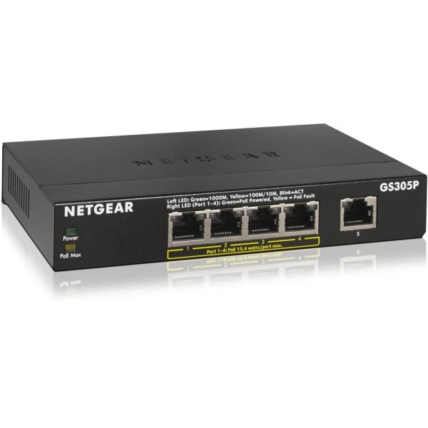 NETGEAR 5PT GE UNMANAGED SWCH W/POE/POE+ GS305PP-300EUS